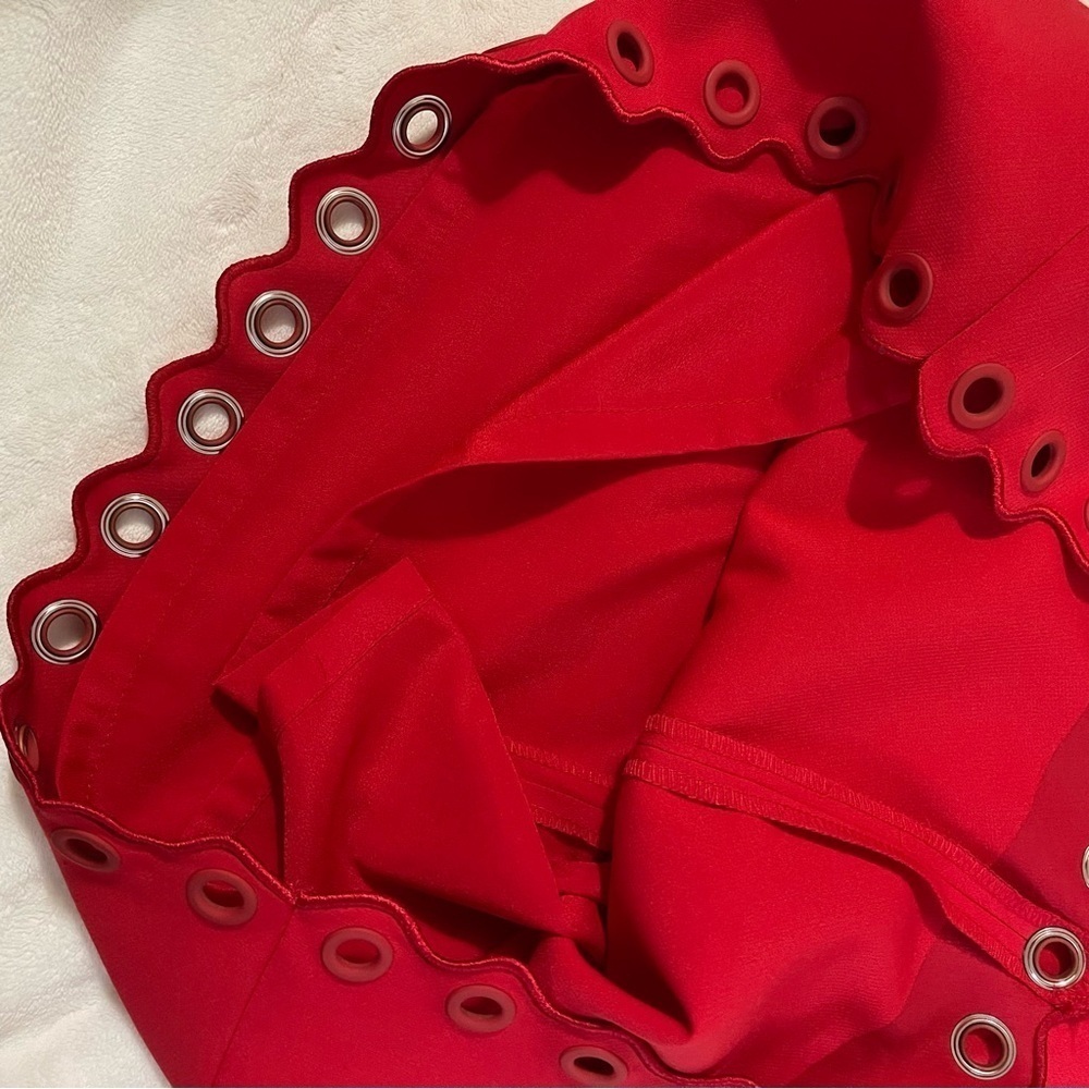 J. Crew Electric Red Scalloped Dress with Grommets NWT - Picture 9 of 10
